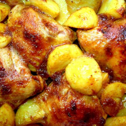 עוף ותפוחי אדמה ברוטב חרדל ודבש