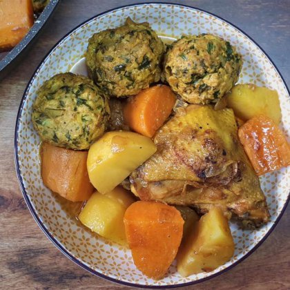 עוף כדורי עוף בטטה ותפוחי אדמה